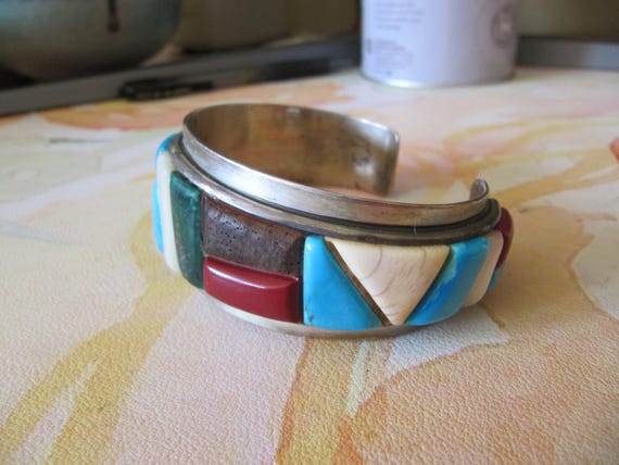 Magnificent 90 Gram Raised Geomtric Native American Sterling Silver Bracelet Magnificent 90 Gram Raised Geomtric Native American Sterling Silver Bracelet