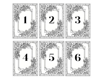 Editable Faux Stained Glass Table Numbers, Lily Marigold Floral Template (Digital Download)