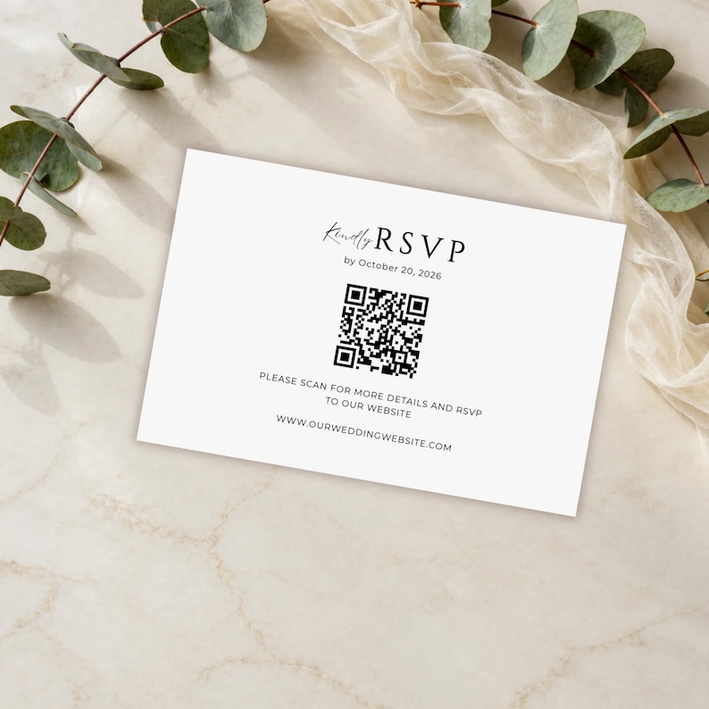 Wedding Photo Qr Code Example Watercolor Wedding Invitation Template, Elegant Couple Wedding Suite ...