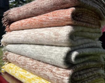 100% Pure Cashmere Throw, Hand-Spun & Handwoven Artisan Blanket, Golden Oat Woven Cashmere Throw, Handmade Luxury Textile