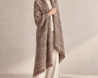 100% Pure Cashmere Throw, Hand-Spun & Handwoven Artisan Blanket, Rose Taupe Woven Cashmere Throw, Handmade Luxury Textile
