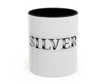 Silver Metallic Text Mug | Accent Coffee Mug