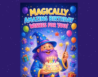 Printable Magic Birthday Card For Kids 5 Pack Wizard Potion 5x7 Instant Download