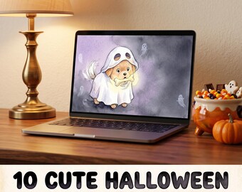 10-Piece Watercolor Halloween Wallpapers (Digital Download)