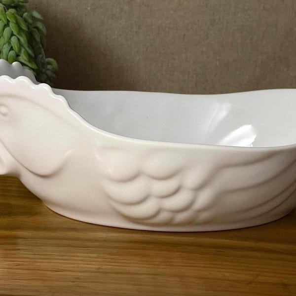 Vintage Revol France Porcelain Chicken Dish | French Farmhouse Hen Serving Bowl