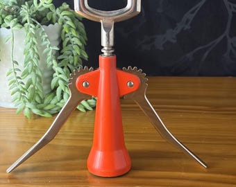 【GW25%off】SIEGER 600 革製 ヴィンテージコルク抜き Vintage Sieger 600 Corkscrew, Retro Orange Wine Bottle Opener