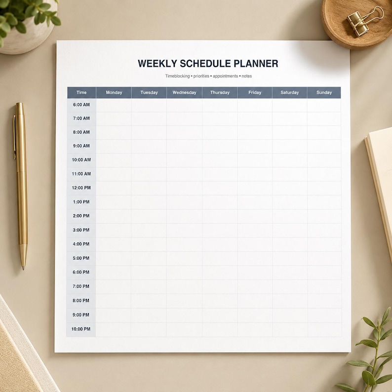 Weekly Daily Schedule Planner | Time Blocking, Priorities, Notes (PDF ...