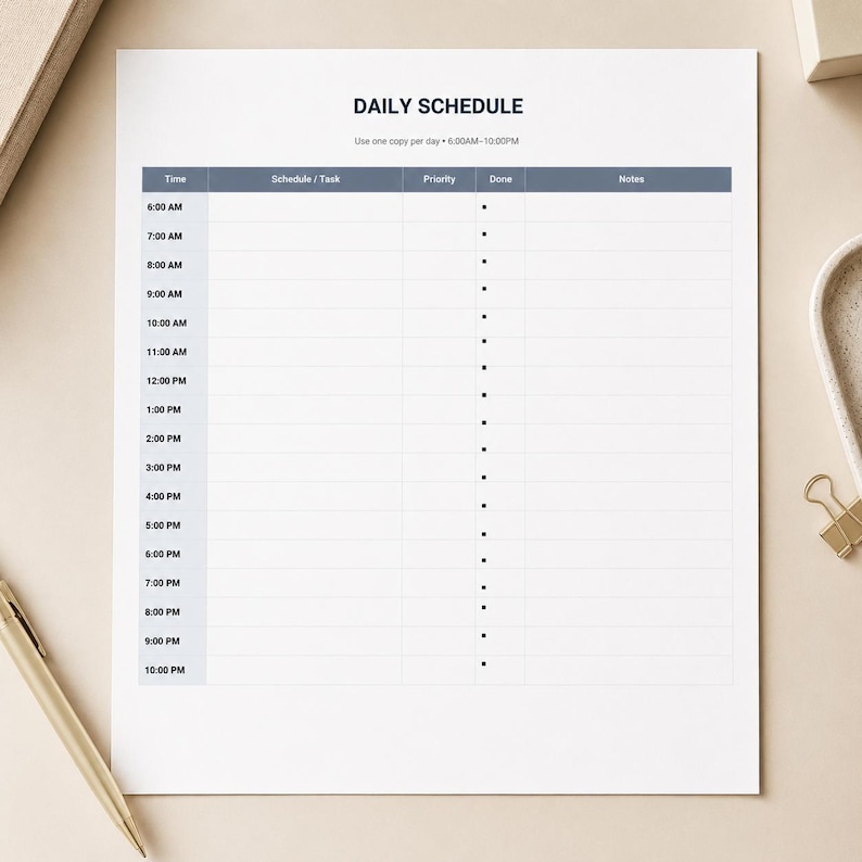 Weekly Daily Schedule Planner | Time Blocking, Priorities, Notes (PDF ...