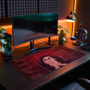 Steins Gate Mouse Pad, Okabe Rintarou Desk Mat, Hououin Kyouma Anime Mousepad, Red Code Gaming Desk Pad, Sci Fi Anime Fan Gift
