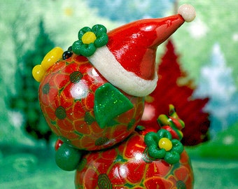 Poinsettia Christmas Polymer Clay Piglet