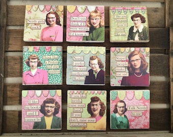 Set of Four Nerdy Girl Coasters
