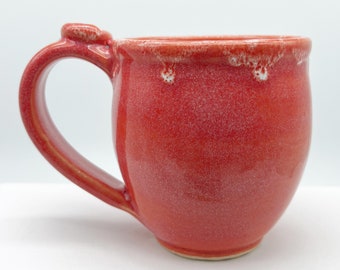 Handmade, Ceramic Mug, Bright Bubblegum Colored Glaze with White at Rim