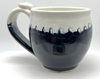 Handmade, Ceramic Mug, Black and White with Swirls