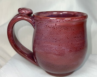 Handmade, Ceramic Mug, Dark Raspberry Glaze