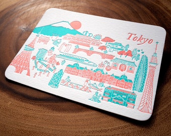 Letterpress Postcard - Travel - Tokyo