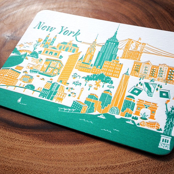 Letterpress Postcard - Travel - New York