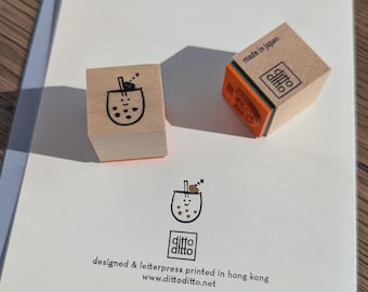 wooden stamp - boba tea