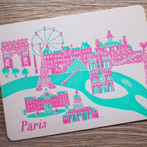Letterpress Postcard - Travel - Paris