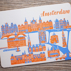 Letterpress Postcard - Travel - Amsterdam