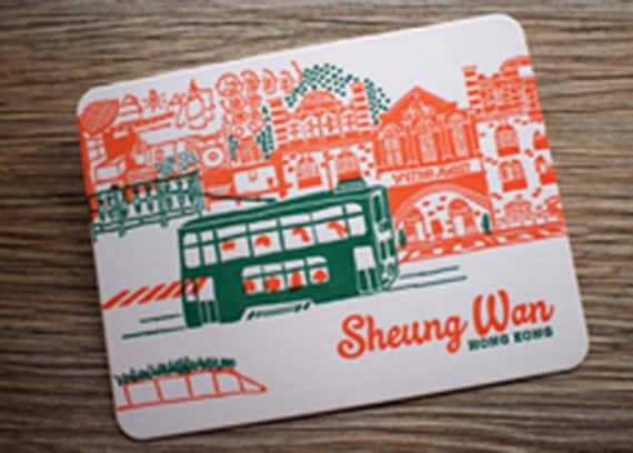 Letterpress Postcard Sheung Wan Hong Kong