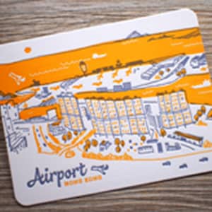 Carte postale typographique - Hong Kong - Aéroport