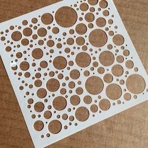13cm square stencil of different size circles 1mm thick perfect for mixed media and card making