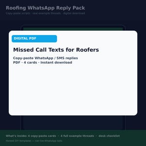 Missade samtalsmeddelanden för takläggare — WhatsApp-svarsmallar PDF, 4 kort