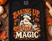 Baking Up a Little Magic PNG, Halloween Ghost Baker Shirt, Sublimation Design, Digital Download