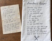 Custom Personalized Family Recipe Tea Towel: Handwritten Keepsake Kitchen Gift