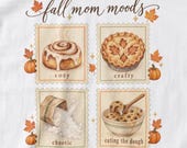 Fall Mom Moods Shirt, Cozy Autumn Baking Tee, Funny Fall Mom Shirt, Vintage Pumpkin Graphic T Shirt, Cottagecore Baking Gift for Mom