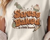 Stress Baking Shirt, Groovy Retro Frosted Cookie Tee, Funny Overwhelmed Mom Shirt, Holiday Baking Gift, Comfort Colors Unisex