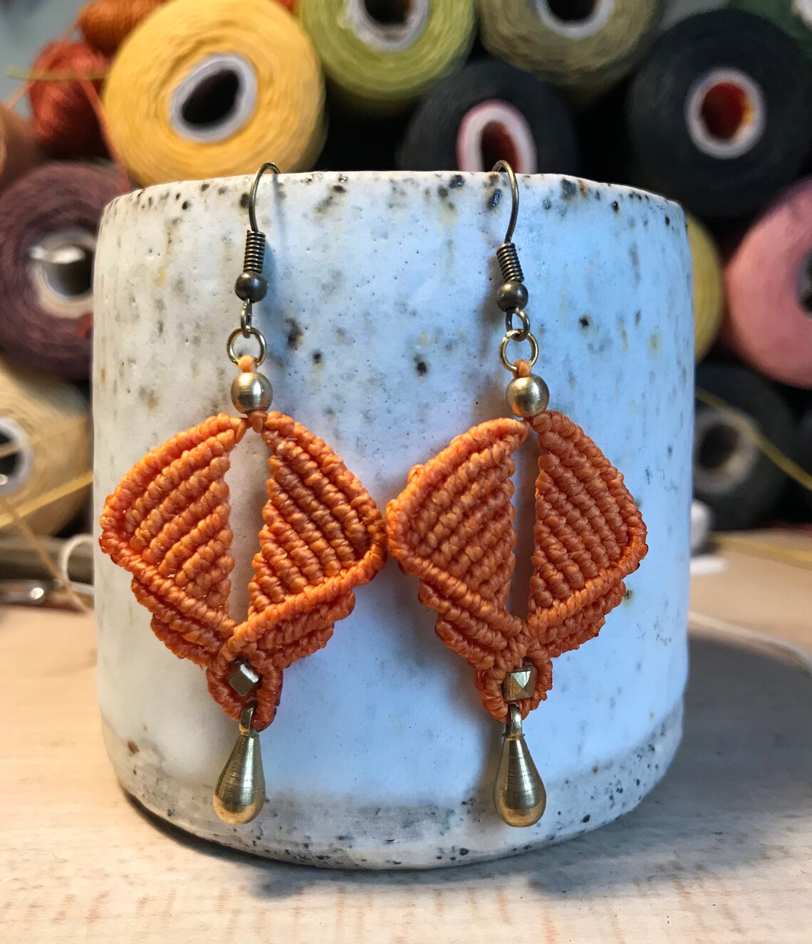 Dingle dangle handmade macrame earrings Etsy