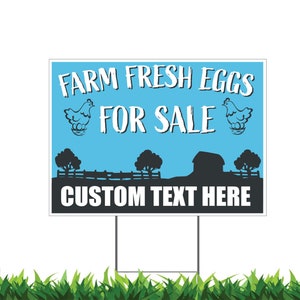 Custom Farm Fresh Eggs for Sale Yard Sign, Printed 2-Sided 24x18, Metal H-Stake Included v2
