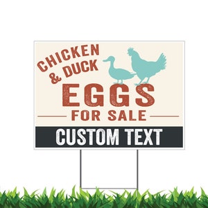 Custom Farm Fresh Chicken Eggs and Duck Eggs, For Sale Yard Sign, Printed 2-Sided 24x18, Metal H-Stake Included v4