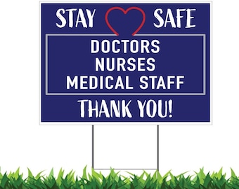 Thank You Healthcare Workers Yard Sign - 18x12, 24x18, 36x24