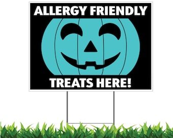 Halloween Allergy Friendly Treats Here Yard Sign, Weatherproof, Double-Sided, H-Stake Included