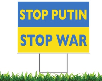 We Stand With Ukraine Yard Sign, Weatherproof, Double Sided, H-Stake Included