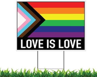 Love is Love Rainbow Yard Sign: Weatherproof, Double Sided with Metal H-Stake