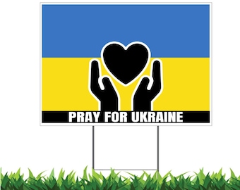 Ukraine Flag Yard Sign, Weatherproof, Double Sided, H-Stake Included