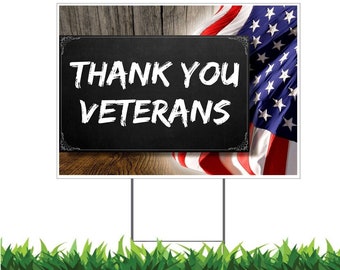 Thank You Veterans Yard Sign: American Flag, Double-Sided