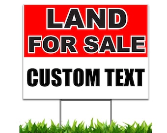 Custom Land Property Listing Yard Sign, Weatherproof, Double Sided, H-Stake Included