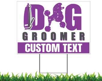 Custom Dog Grooming Yard Sign Clippers: Weatherproof, Double Sided, H-Stake Included