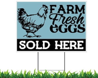 Farm Fresh Eggs Sold Here Yard Sign - Double Sided with H-Stake