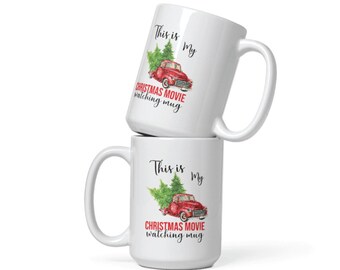 Christmas Movie Watching Mug: Red Truck Holiday Coffee Cup