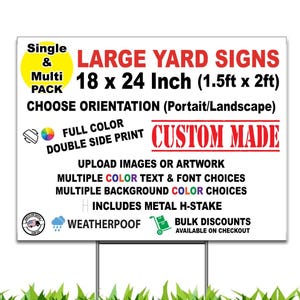 Trump 2024 Vote For USA President Coroplast Yard Sign With Metal H Stake 18x24 Double Sided
