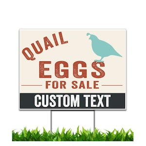 Custom Quail Eggs, For Sale Yard Sign, Printed 2-Sided 24x18, Metal H-Stake Included