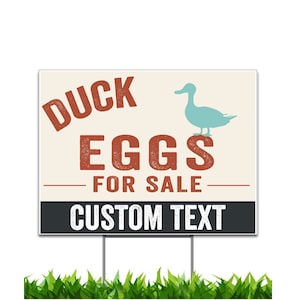 Custom Farm Fresh Duck Eggs, For Sale Yard Sign, Printed 2-Sided 24x18, Metal H-Stake Included v1