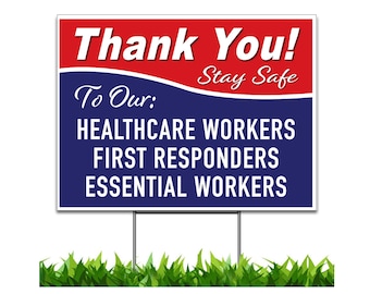 THANK YOU TO OUR HEROS 24x18 Yard Sign LOVE HEART for ESSENTIAL WORKERS 