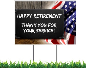 Military Retirement Yard Sign: Veteran Thank You, Double-Sided