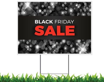 Black Friday Sign: Sparkle, Double Sided, Weatherproof with Metal H-Stake